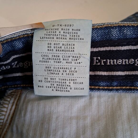 Ermenegildo Zegna Medium Dark Blue Jeans size 40 Made In Italy High rise luxury - Picture 13 of 13